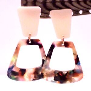 Multi Color Earth Tone Acrylic Dangle Drop Pierced Earrings